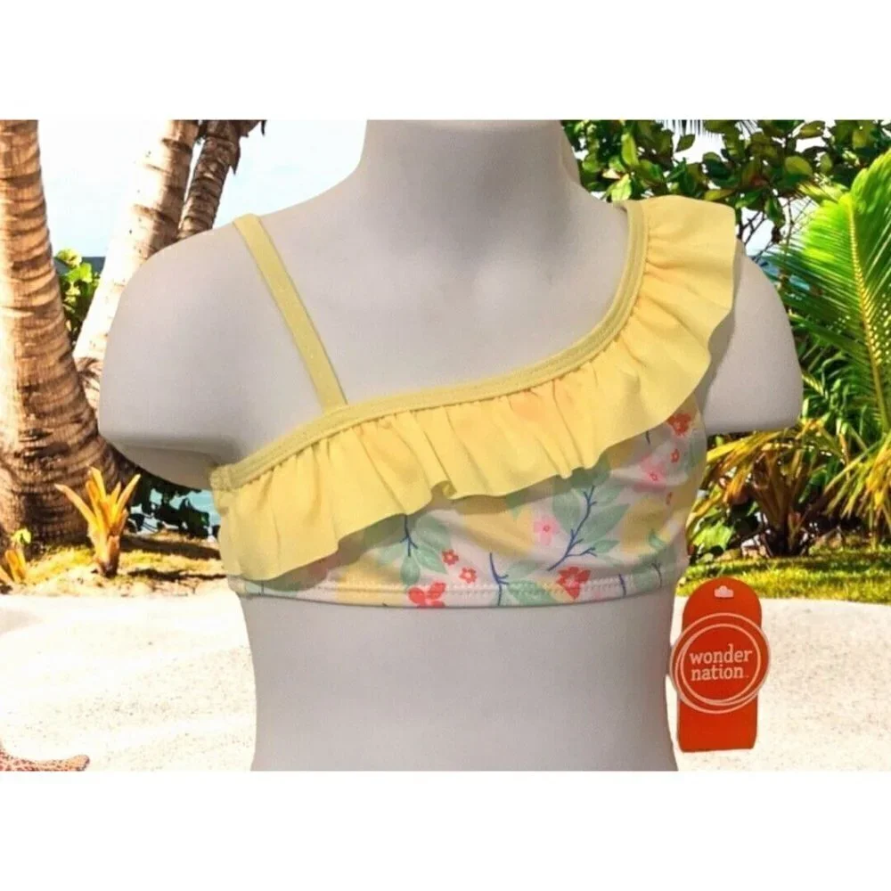 Wonder Nation Infant Toddler Girls 2PC Bikini Swimming Suit Size 2T Yellow Lemon